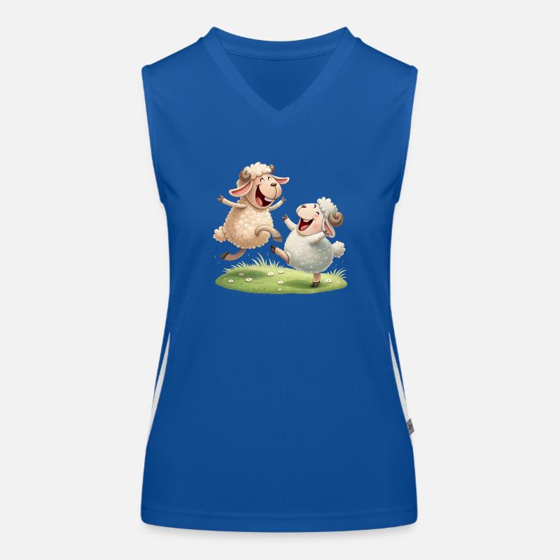 Duo de moutons joyeux Débardeur respirant contrasté Femme