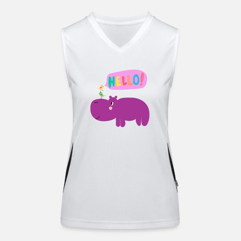 Nilpferd mit Vogelbande - Tierisch niedlich Funktionelles Kontrast-Tank Top für Frauen