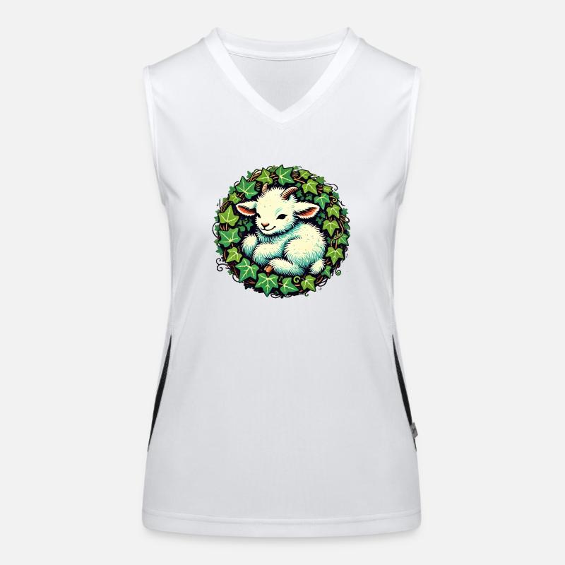 Goat with Ivy Botanical Nature Design Women's Functional Contrast Tank Top