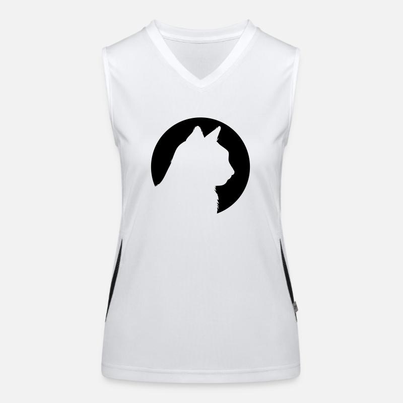 Cat Head In Moonlight Funktionelles Kontrast-Tank Top für Frauen