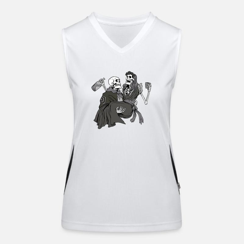 Skeleton couple drinking Women's Functional Contrast Tank Top