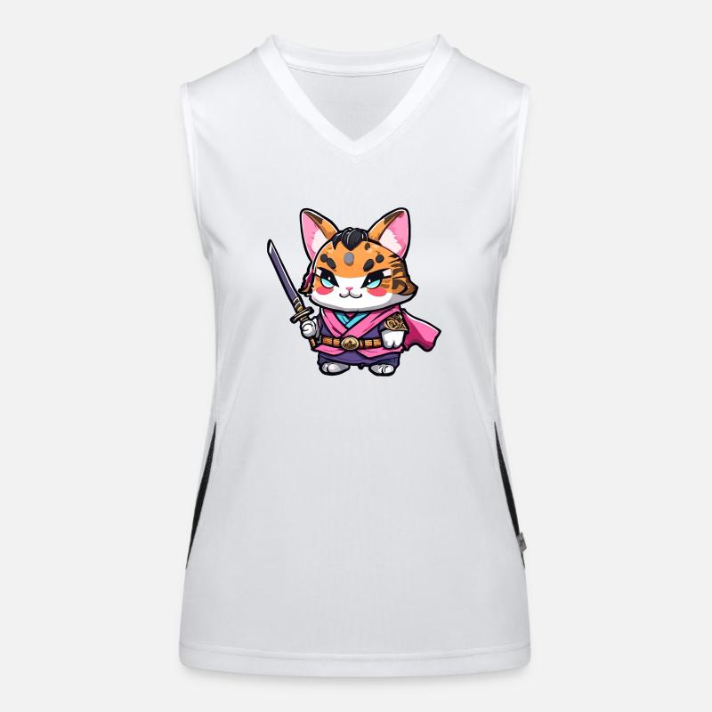 Samurai Cat #18 Women's Functional Contrast Tank Top