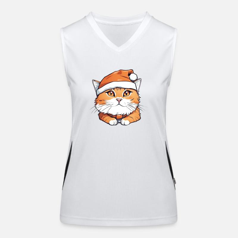 Weihnachtliche orangefarbene Katze Funktionelles Kontrast-Tank Top für Frauen