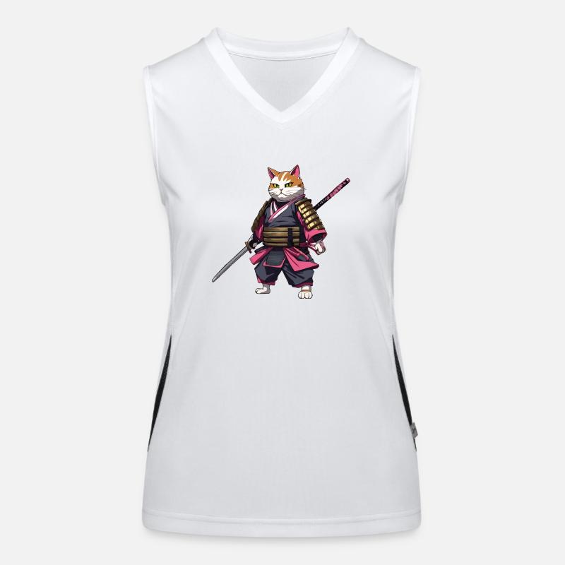 Samurai Katze & Kirschblüten #3 Funktionelles Kontrast-Tank Top für Frauen