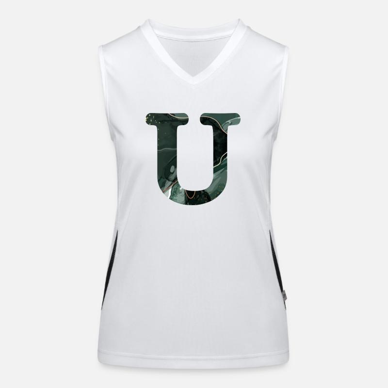Green marbled letter u Women's Functional Contrast Tank Top