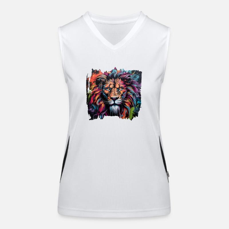 Löwe im Graffiti-Stil Funktionelles Kontrast-Tank Top für Frauen