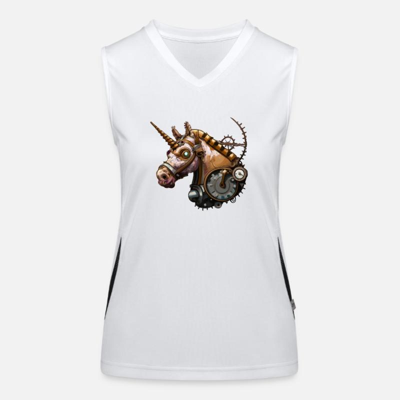 Steampunk Einhorn Funktionelles Kontrast-Tank Top für Frauen