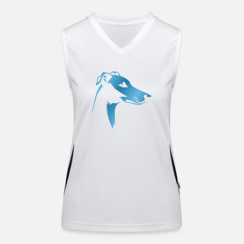 Greyhound Greyhound, Dog Head, Blue Drawing Women's Functional Contrast Tank Top