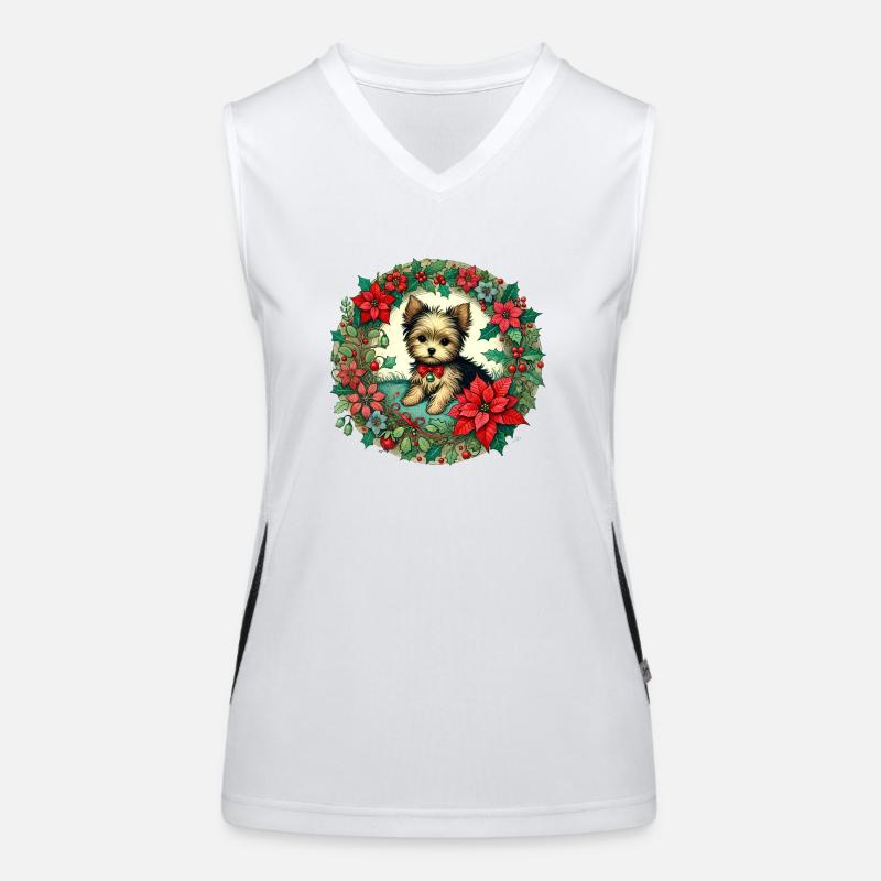 Weihnachts-Yorkie Funktionelles Kontrast-Tank Top für Frauen