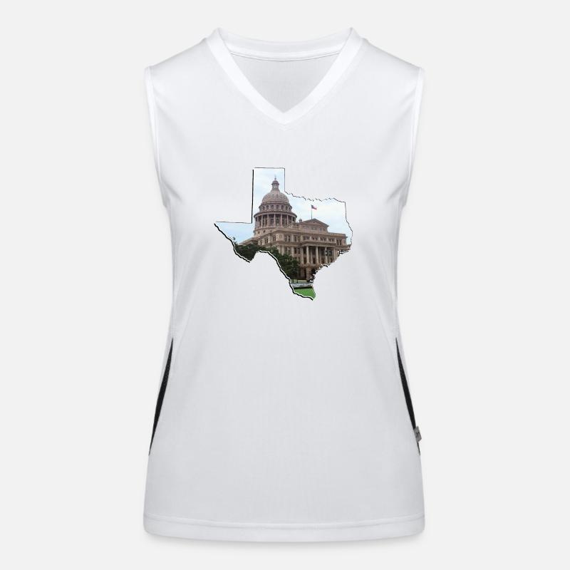 Texas State Capitol in Texas State Map Women's Functional Contrast Tank Top
