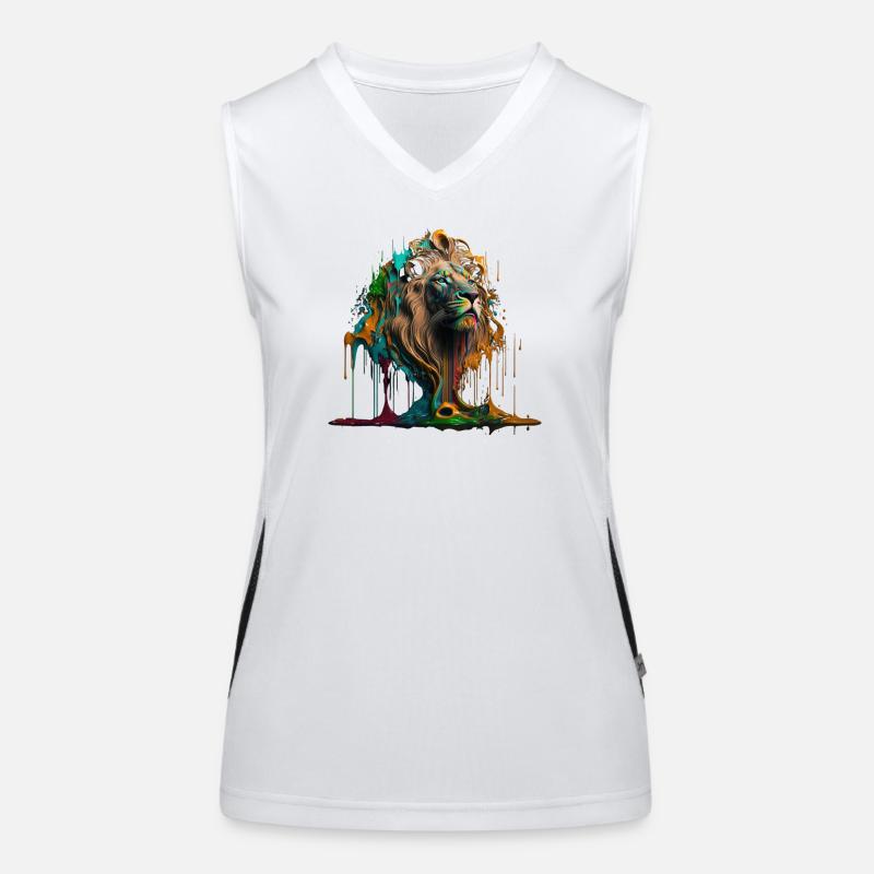Regenbogen Löwe | Rainbow Lion | AI generated Art Funktionelles Kontrast-Tank Top für Frauen