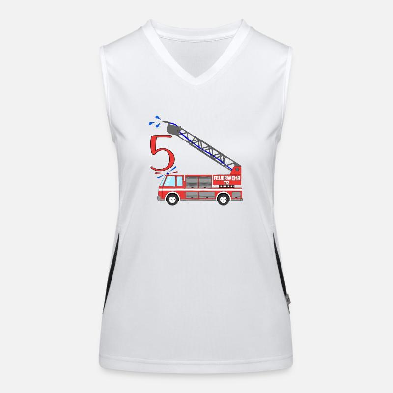 Feuerwehrauto 5. Geburtstag Funktionelles Kontrast-Tank Top für Frauen