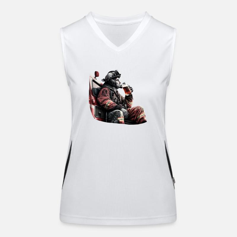 Firefighter enjoys his beer - Women's Functional Contrast Tank Top - white/black