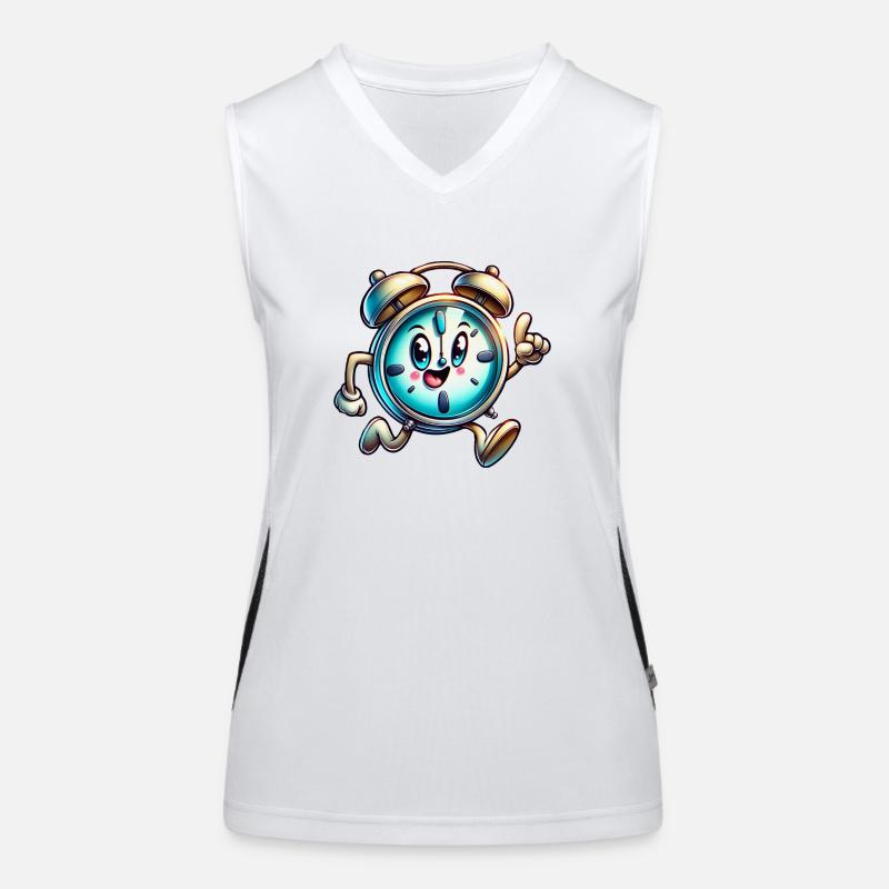 Rush Hour Alarm! Whimsical Running Clock Women's Functional Contrast Tank Top