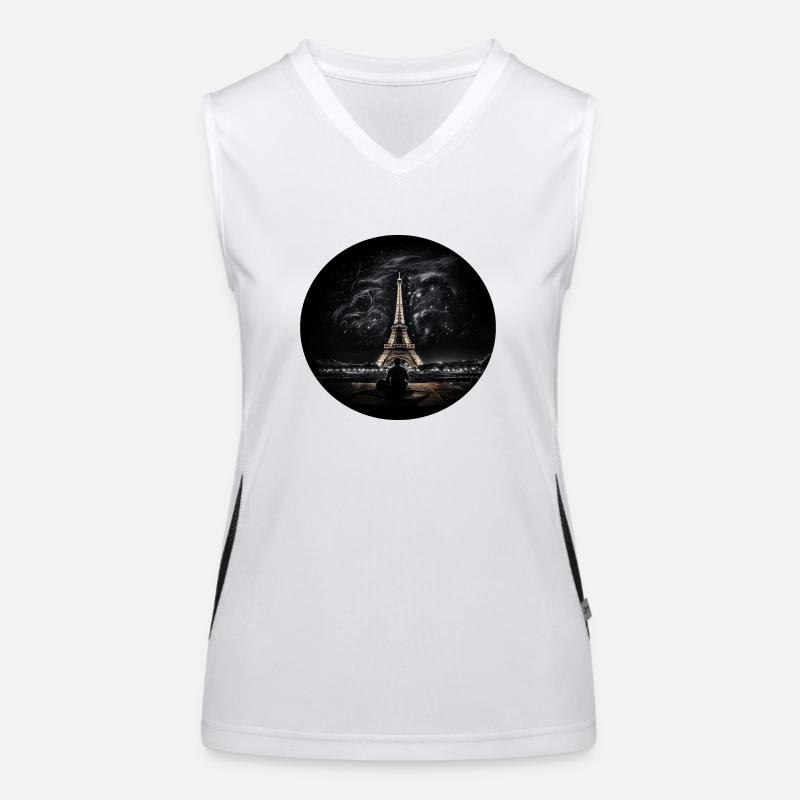 Paris the Eiffel Tower at night Women's Functional Contrast Tank Top
