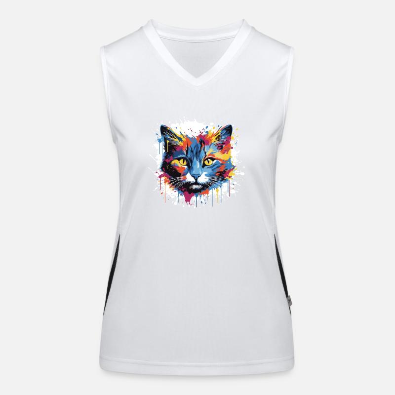 Cat Pop Art Head Women's Functional Contrast Tank Top