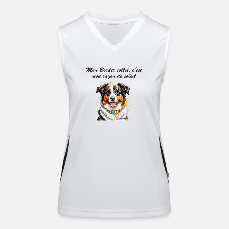 Border collie rayon de soleil Débardeur respirant contrasté Femme