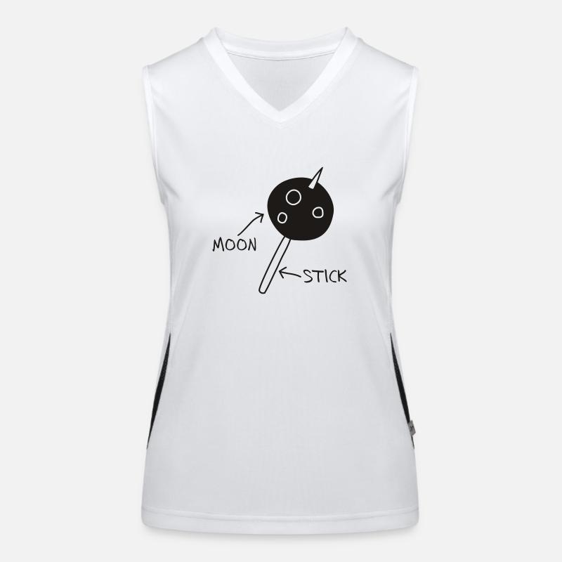 Moon on a Stick (white on dark background) Women's Functional Contrast Tank Top