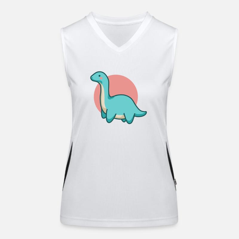 Süßer Dinosaurus mit langem Hals, Brontosaurus Funktionelles Kontrast-Tank Top für Frauen
