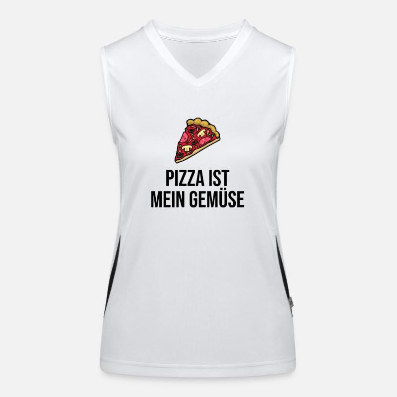 Pizza ist mein Gemüse Funktionelles Kontrast-Tank Top für Frauen
