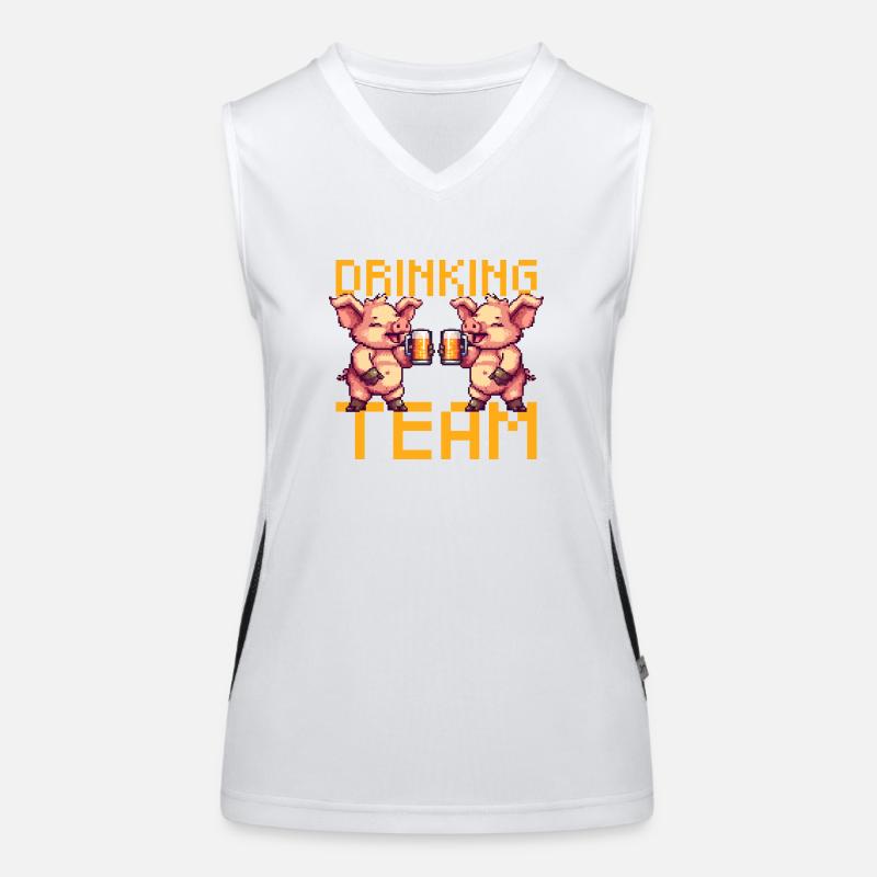 Schwein Drinking Team Bier Party Funktionelles Kontrast-Tank Top für Frauen