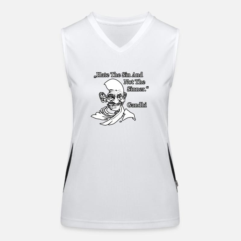Hate The Sin And Not The Sinner (Gandhi Quote) Women's Functional Contrast Tank Top