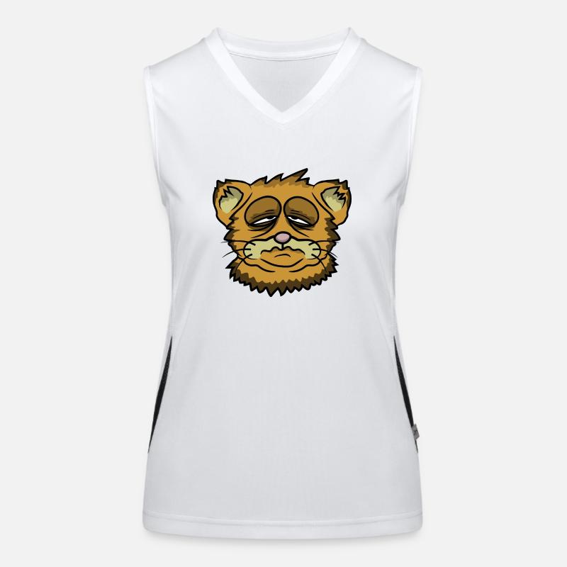 Lustige müde Katze mag keinen mürrischen Morgen Funktionelles Kontrast-Tank Top für Frauen