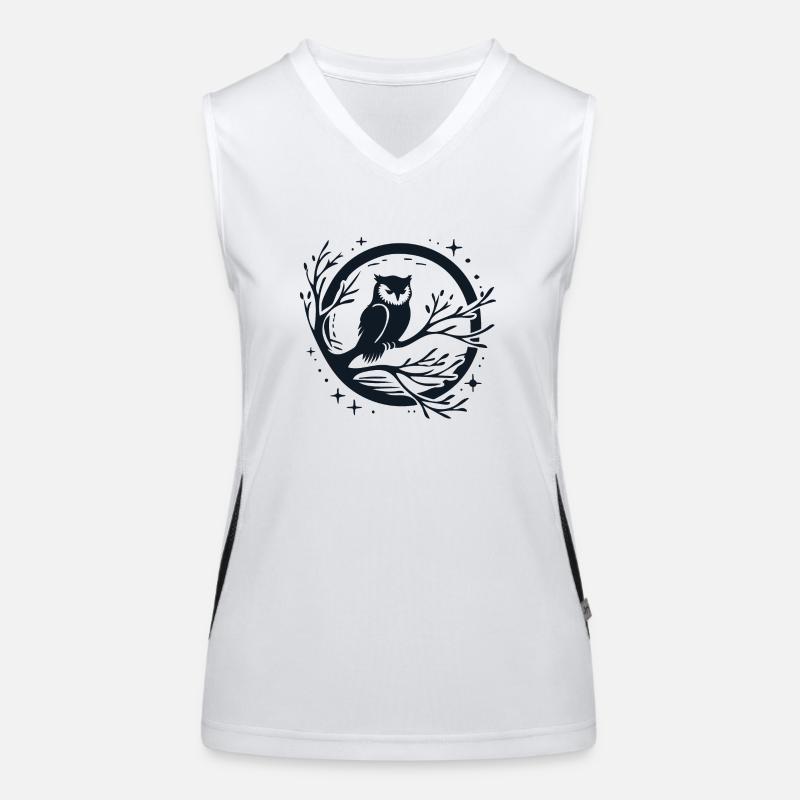 Eule auf einem Baum Silhouette Funktionelles Kontrast-Tank Top für Frauen