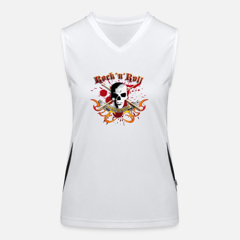 drummer_skull_a - Women's Functional Contrast Tank Top - white/black