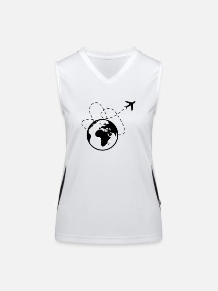 earth planet travel - Funktionelles Kontrast-Tank Top für Frauen - Weiß/Schwarz - Vorne