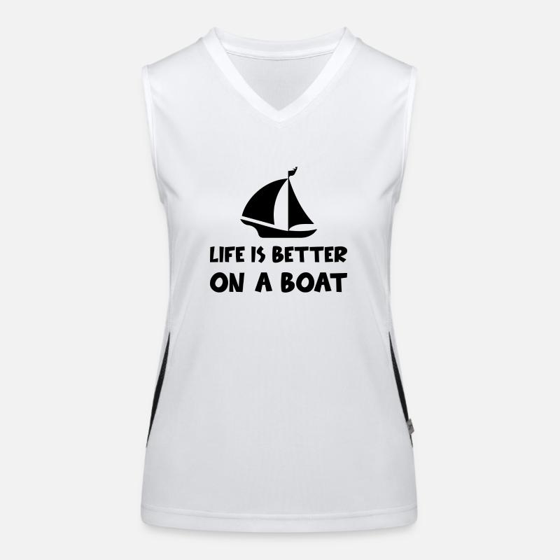 Life is better on a boat Funktionelles Kontrast-Tank Top für Frauen