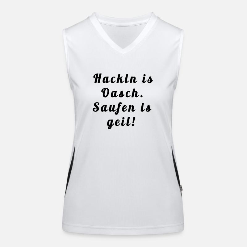 Hackln is oasch.Turbibier Spruch Funktionelles Kontrast-Tank Top für Frauen