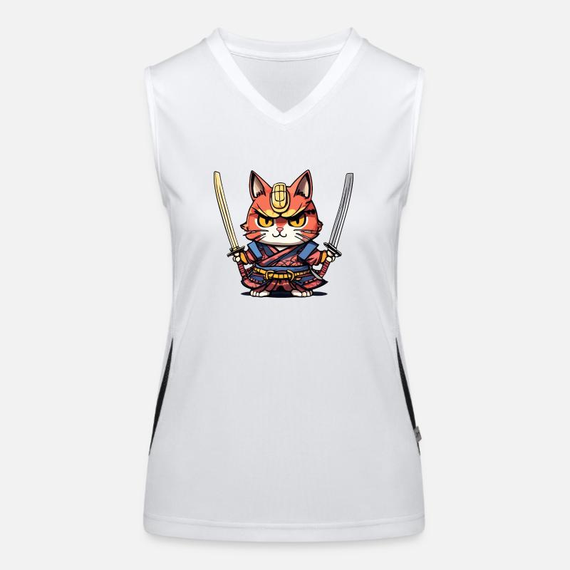Samurai Cat #41 Women's Functional Contrast Tank Top