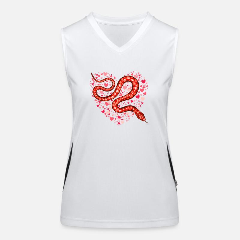 La Saint-Valentin serpent je vole des coeurs Python amoureux Débardeur respirant contrasté Femme