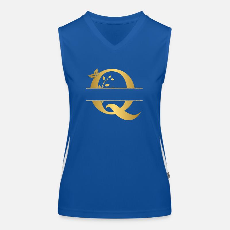 Personalisierter goldener Blumenbuchstabe q - Geschenkidee Funktionelles Kontrast-Tank Top für Frauen