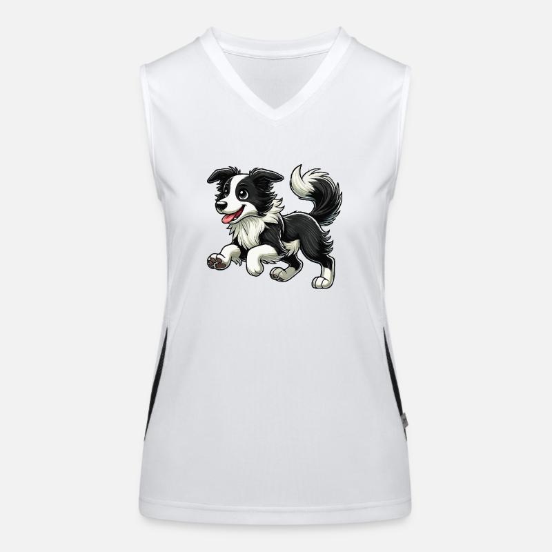 Border Collie zwr Funktionelles Kontrast-Tank Top für Frauen