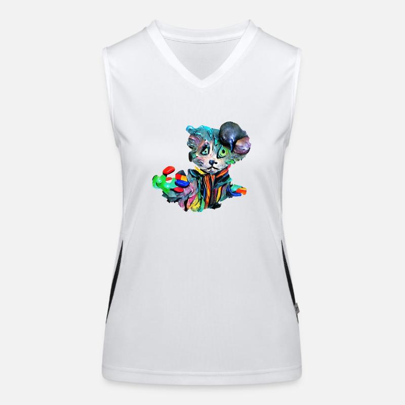 Farbenfrohe Katze Funktionelles Kontrast-Tank Top für Frauen