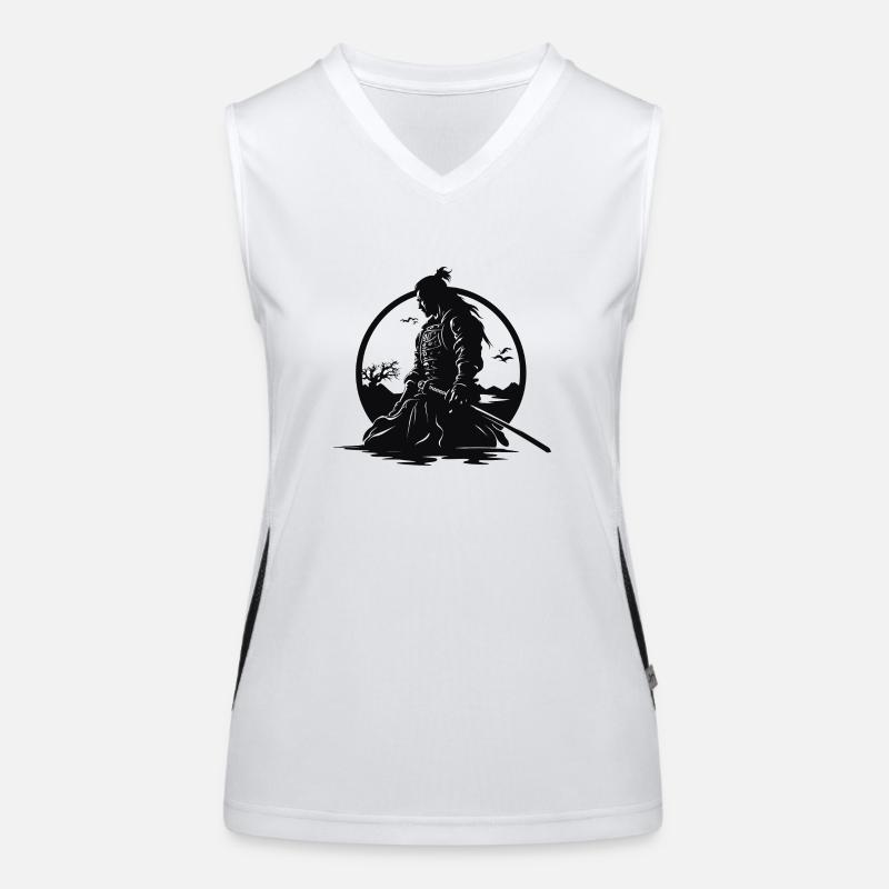 Samurai Warrior Japan Landscape Women's Functional Contrast Tank Top