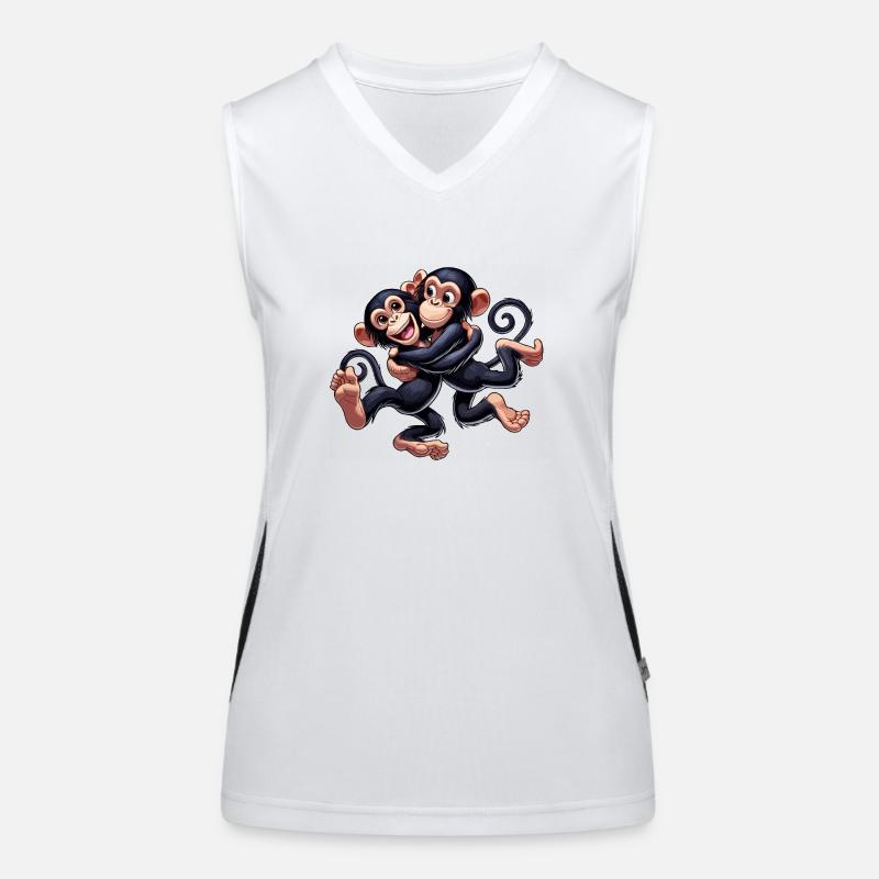Schimpansen-Pärchen Funktionelles Kontrast-Tank Top für Frauen