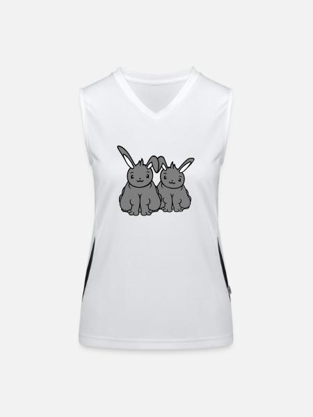 2 Bunnies Fat Friends Team Crew Surpoids Fat - Débardeur respirant contrasté Femme - blanc/noir - Devant