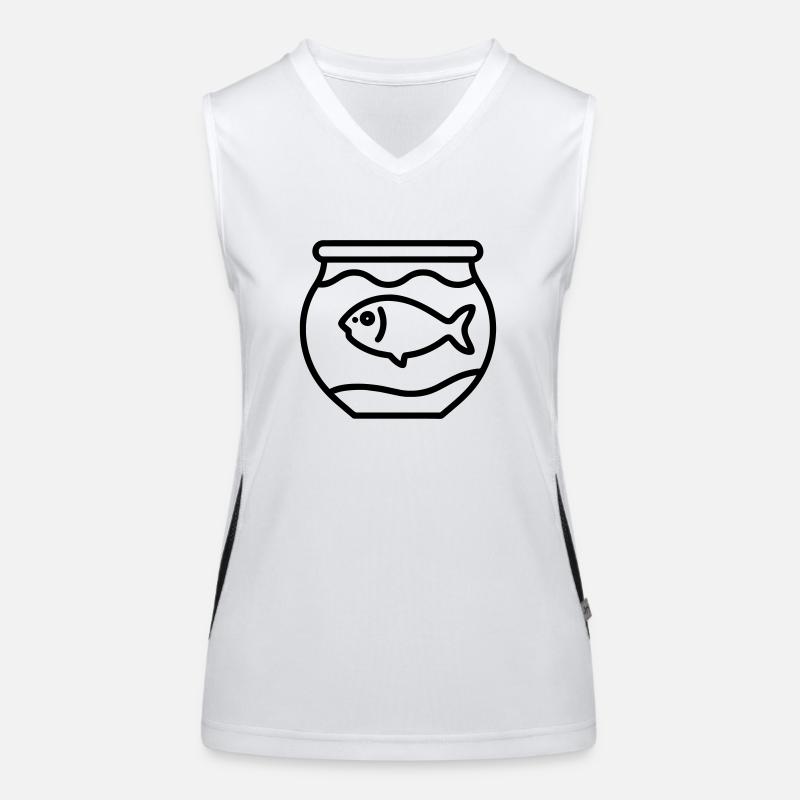 Icône de contour de poisson - Conception de pêche simple Débardeur respirant contrasté Femme