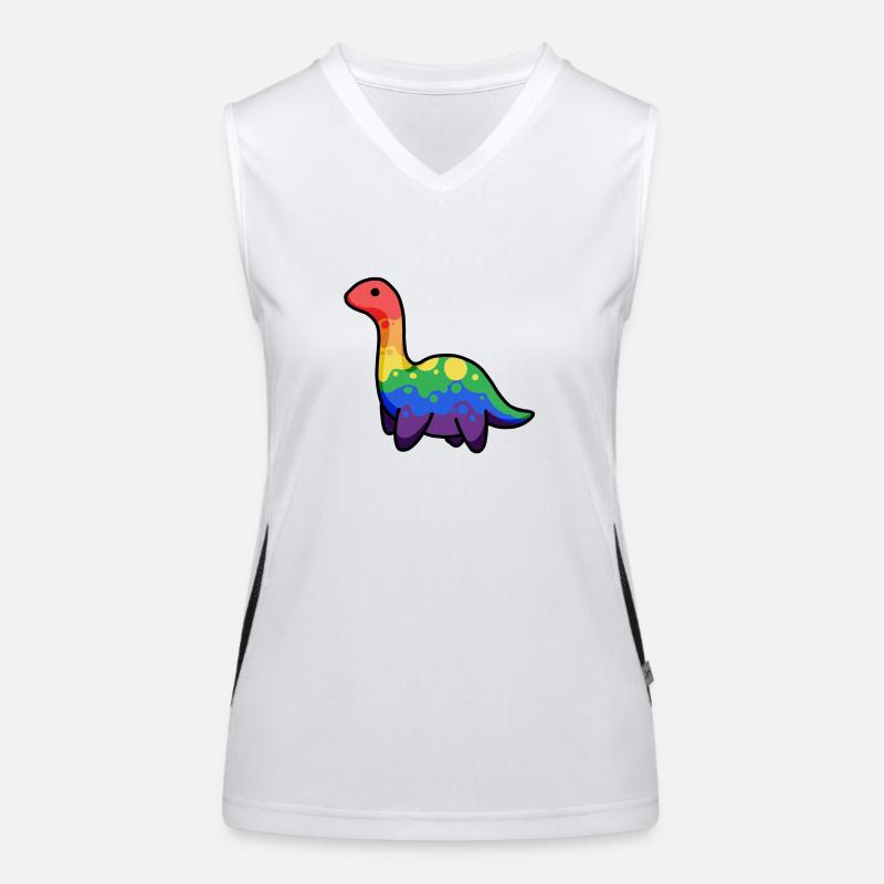 Rainbow Dinosaur, Dino, Pride, LGBTQ+ Women's Functional Contrast Tank Top