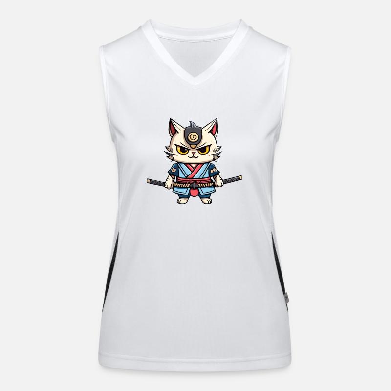Samurai-Katze #38 Funktionelles Kontrast-Tank Top für Frauen