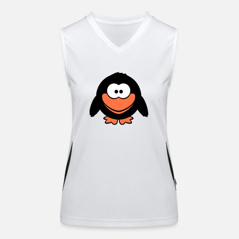 Rabe Comic Vogel steht guckt lustig Cartoon Humor Funktionelles Kontrast-Tank Top für Frauen
