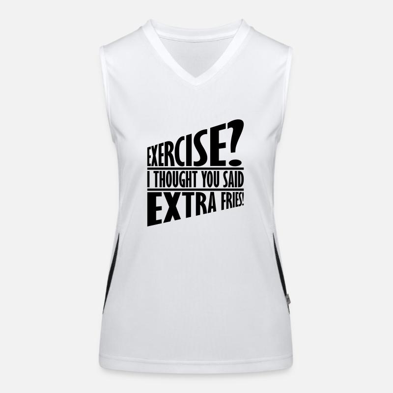 Exercise Extra Fries Quote Women's Functional Contrast Tank Top