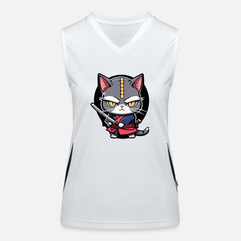 Samurai-Katze #8 Funktionelles Kontrast-Tank Top für Frauen