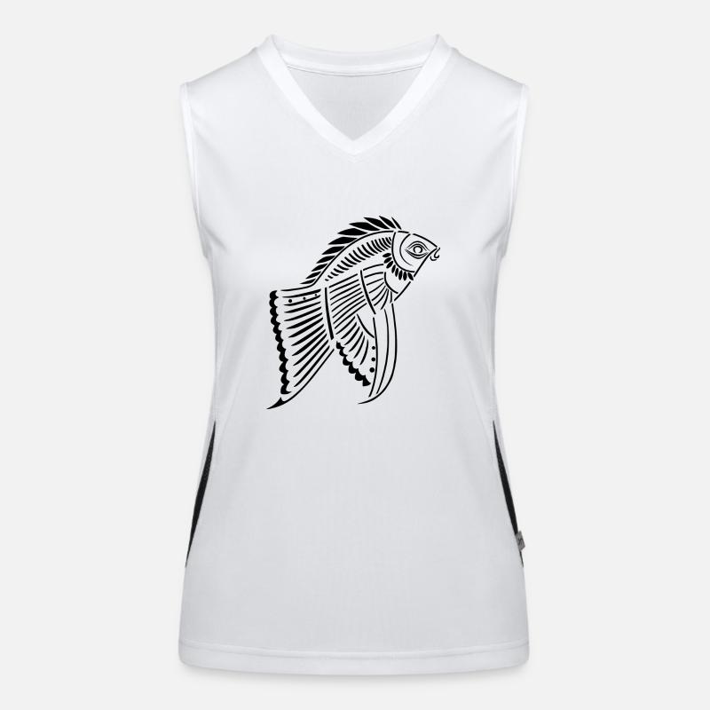 prehistoric fish Women's Functional Contrast Tank Top