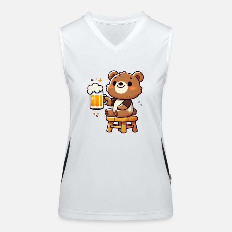 Cute Bear Drinking Beer 3 Funktionelles Kontrast-Tank Top für Frauen