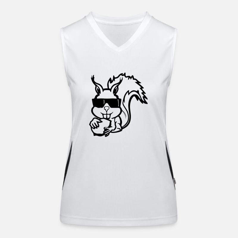 Squirrel with sunglasses and nut Funny Women's Functional Contrast Tank Top