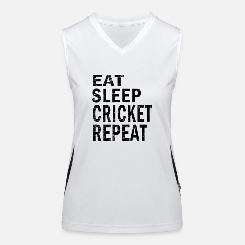 Eat sleep cricket repeat for cricket lovers Funktionelles Kontrast-Tank Top für Frauen